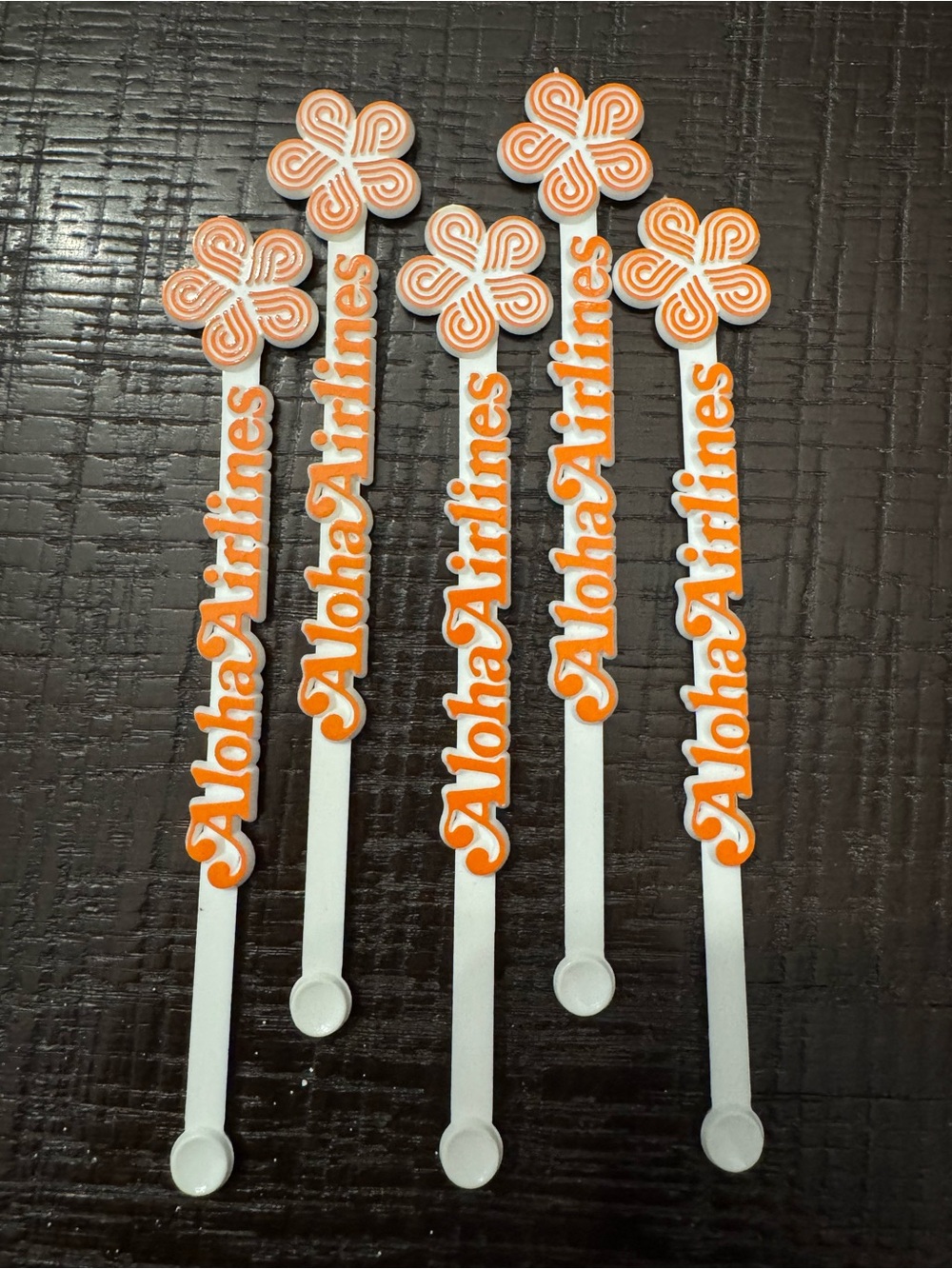 5 Vintage Aloha Airlines Swizzle Sticks - Hawaii Airline Memorabilia